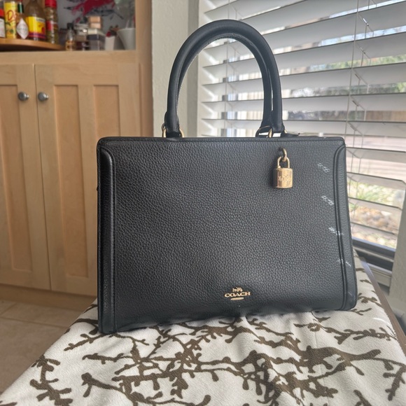 Coach Handbags - Coach Black Leather Satchel with Gold Lock